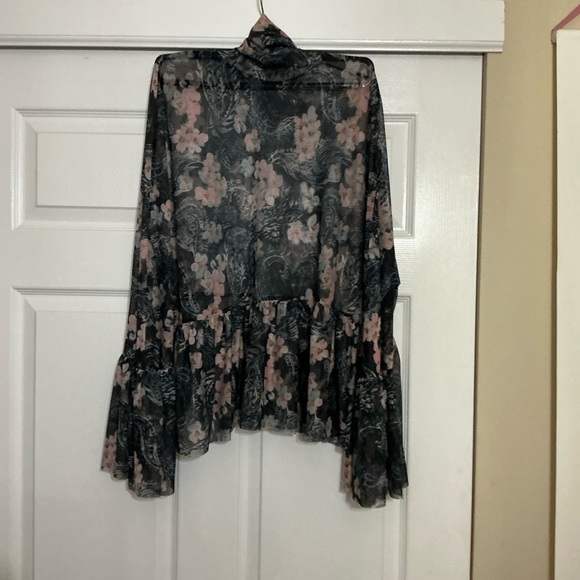 Zara Tops - Zara Black and Pink Floral Blouse